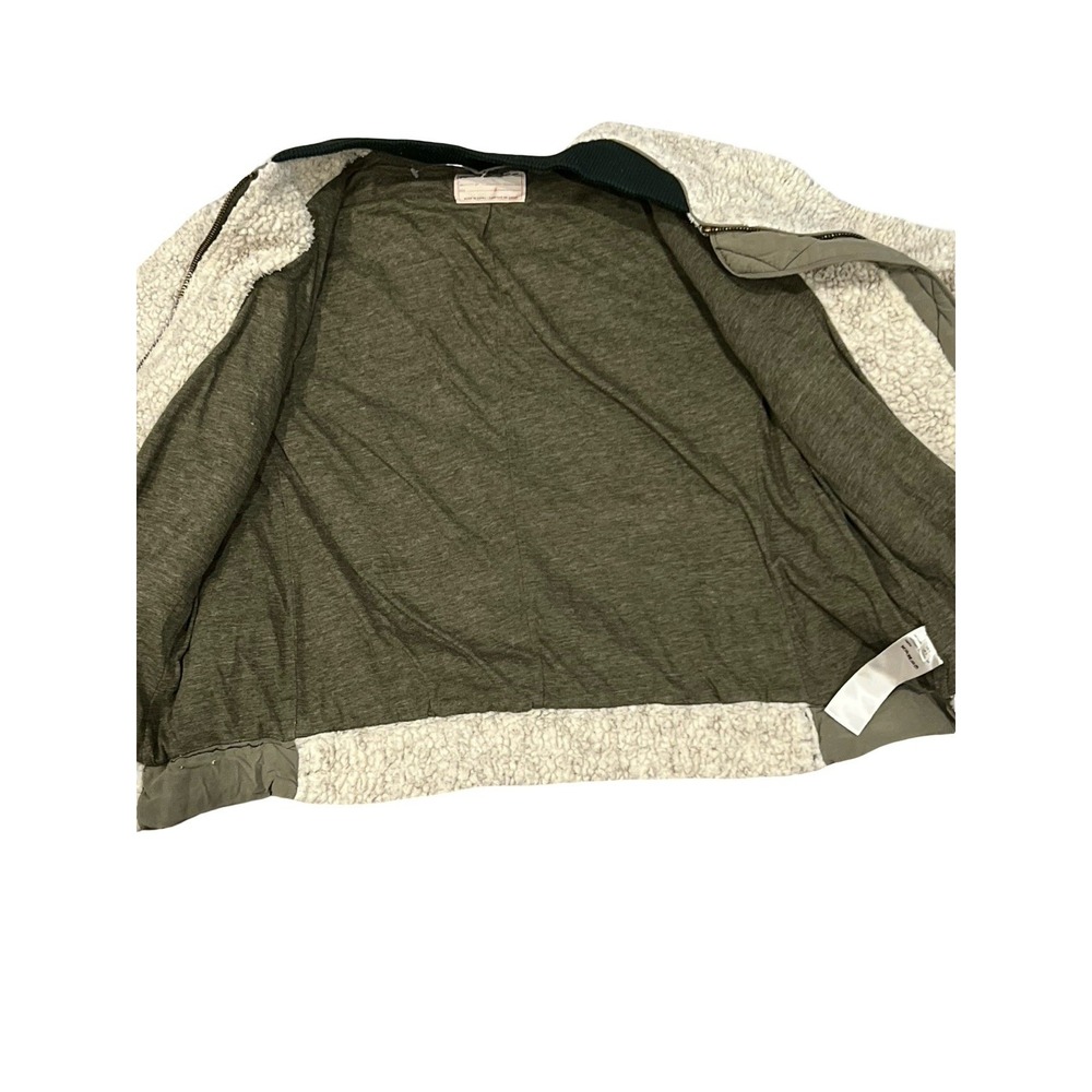 Free People Rivington Sherpa Olive Oversized Relaxed Zipper Jacket Womens Small - Picture 4 of 7